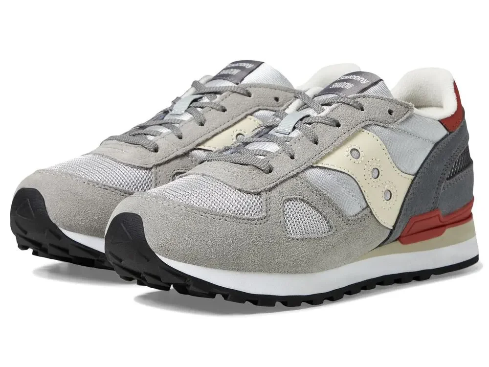 SAUCONY SHADOW ORIGINAL (LITTLE BIG KID) SNEAKER, GREY/RED, 13 US UNISEX